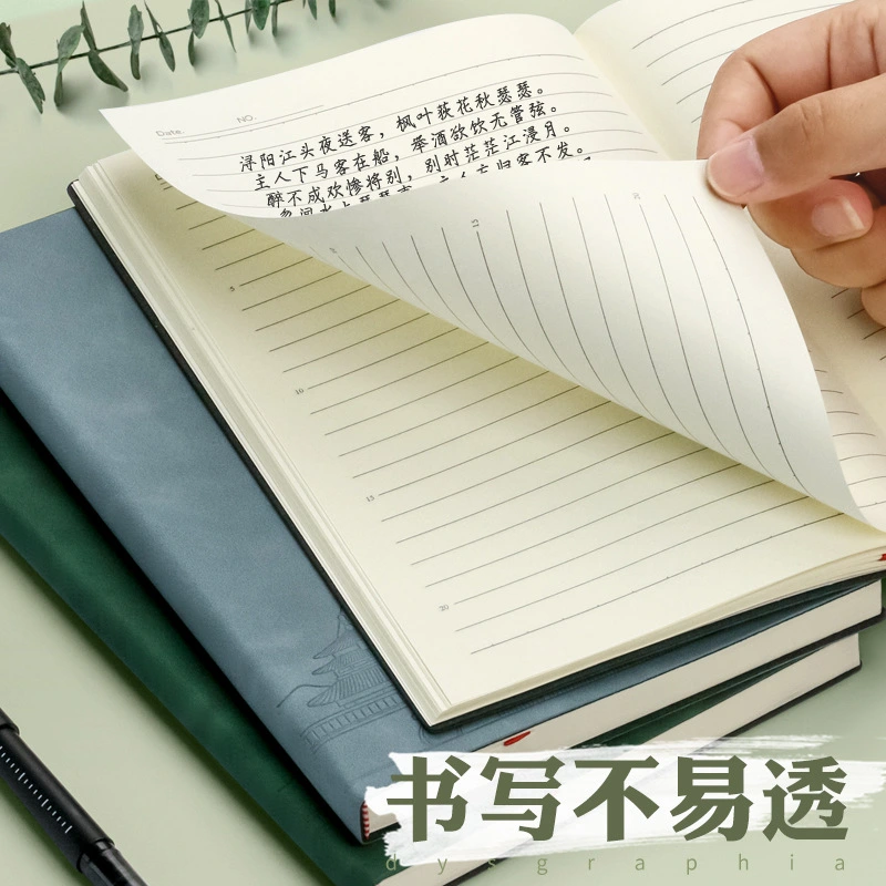 Ribbon Bookmark on Lined Leather Bound Journal Notebook